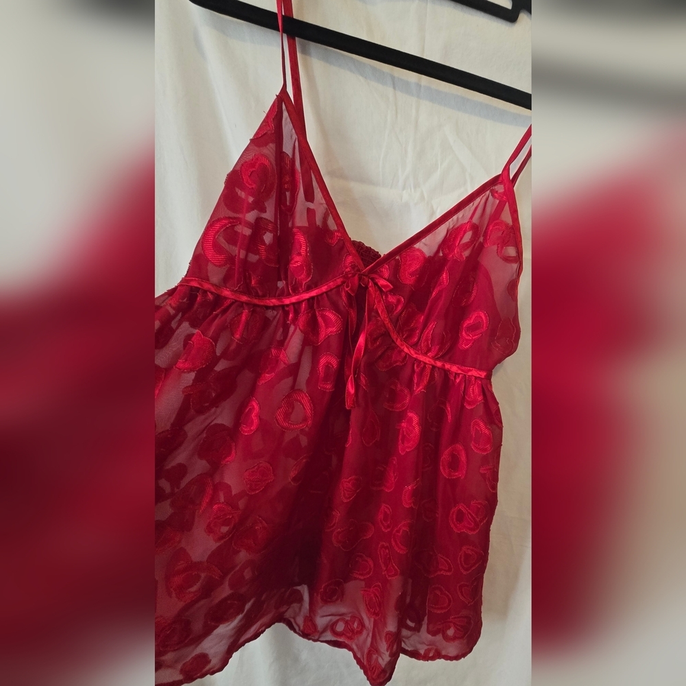 Morgan Taylor Vintage Red Heart Babydoll Intimates Size Medium - Picture 3 of 4